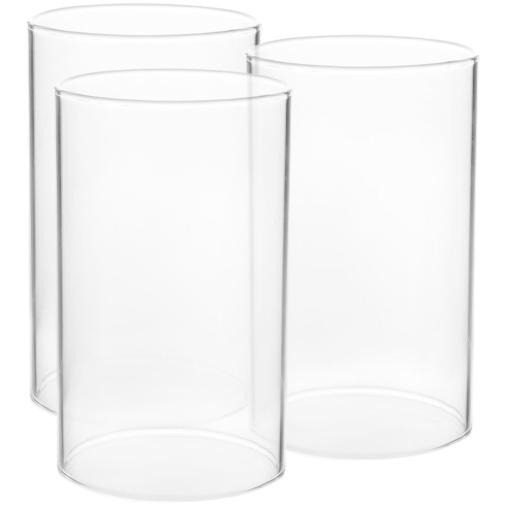 3pcs Glass Candle Cover Glass Candleholder Tube Shade Flame Candle