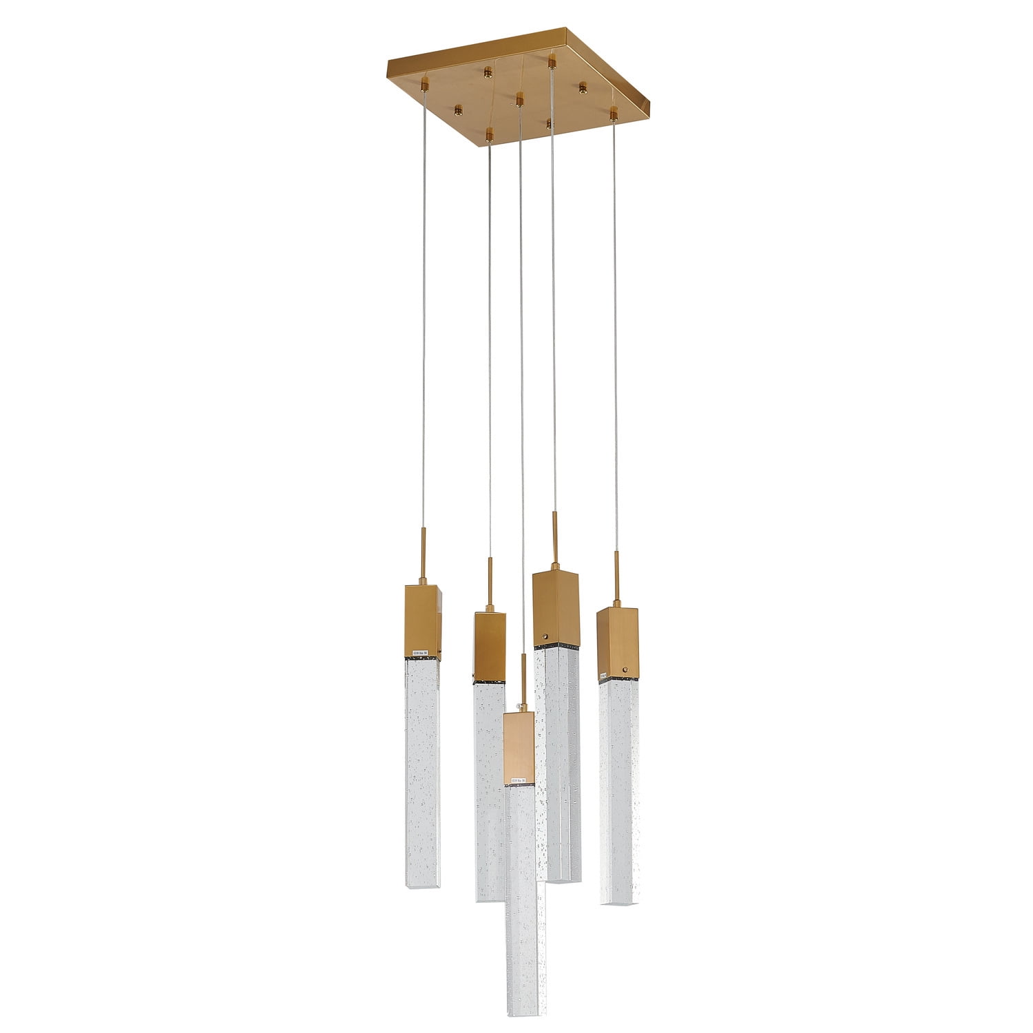 Homestock Asian Fusion Chandelier, Color Clear,Gold, Material Metal, Light Fixture Form Ceiling, 13.78"L X 13.78"W X 19.6"H, Dimmable, Hanging,Ceiling Mount