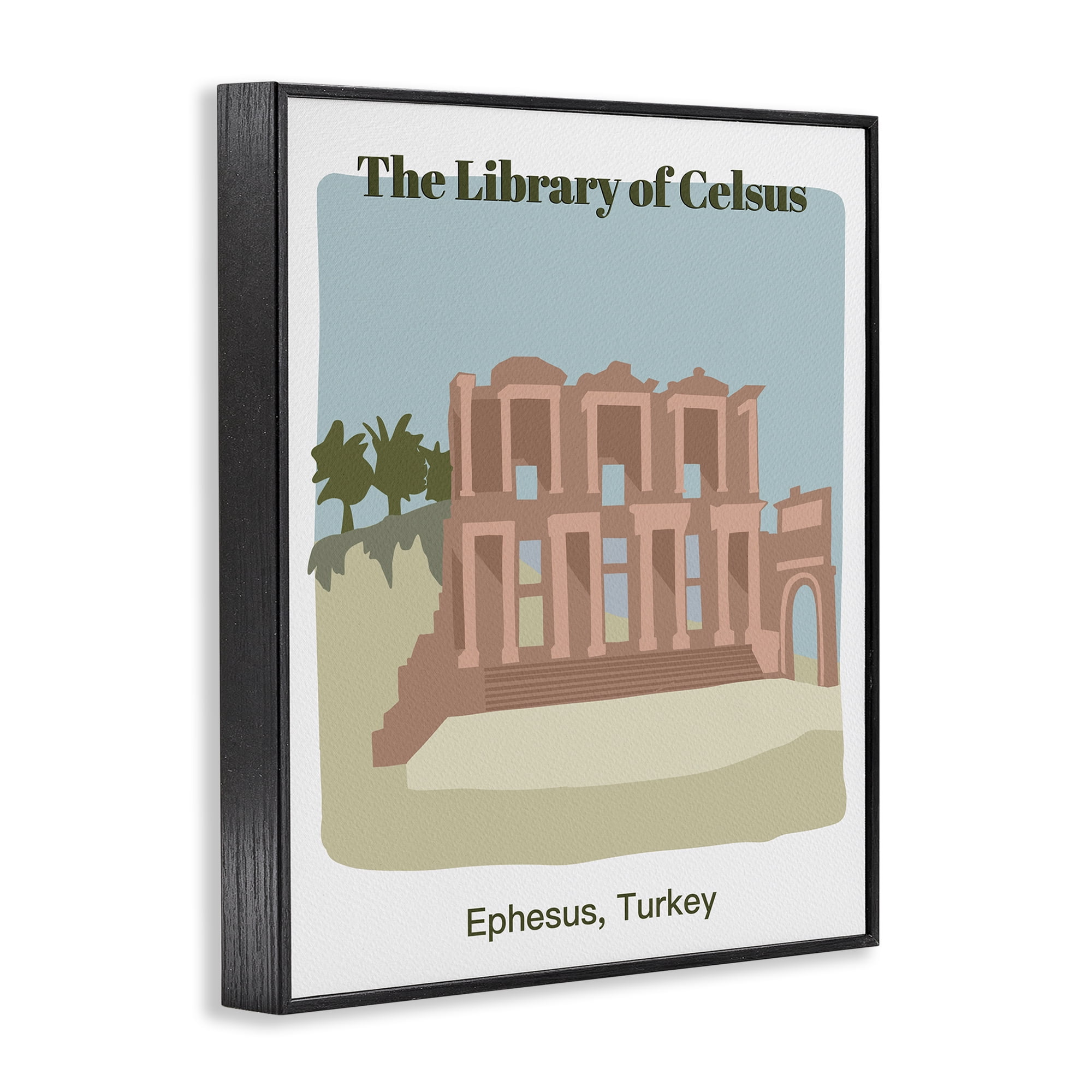 Stupell Industries Library Of Celcus Architecture Town & City Painting Black Framed Art Print Wall Art, 11 x 14