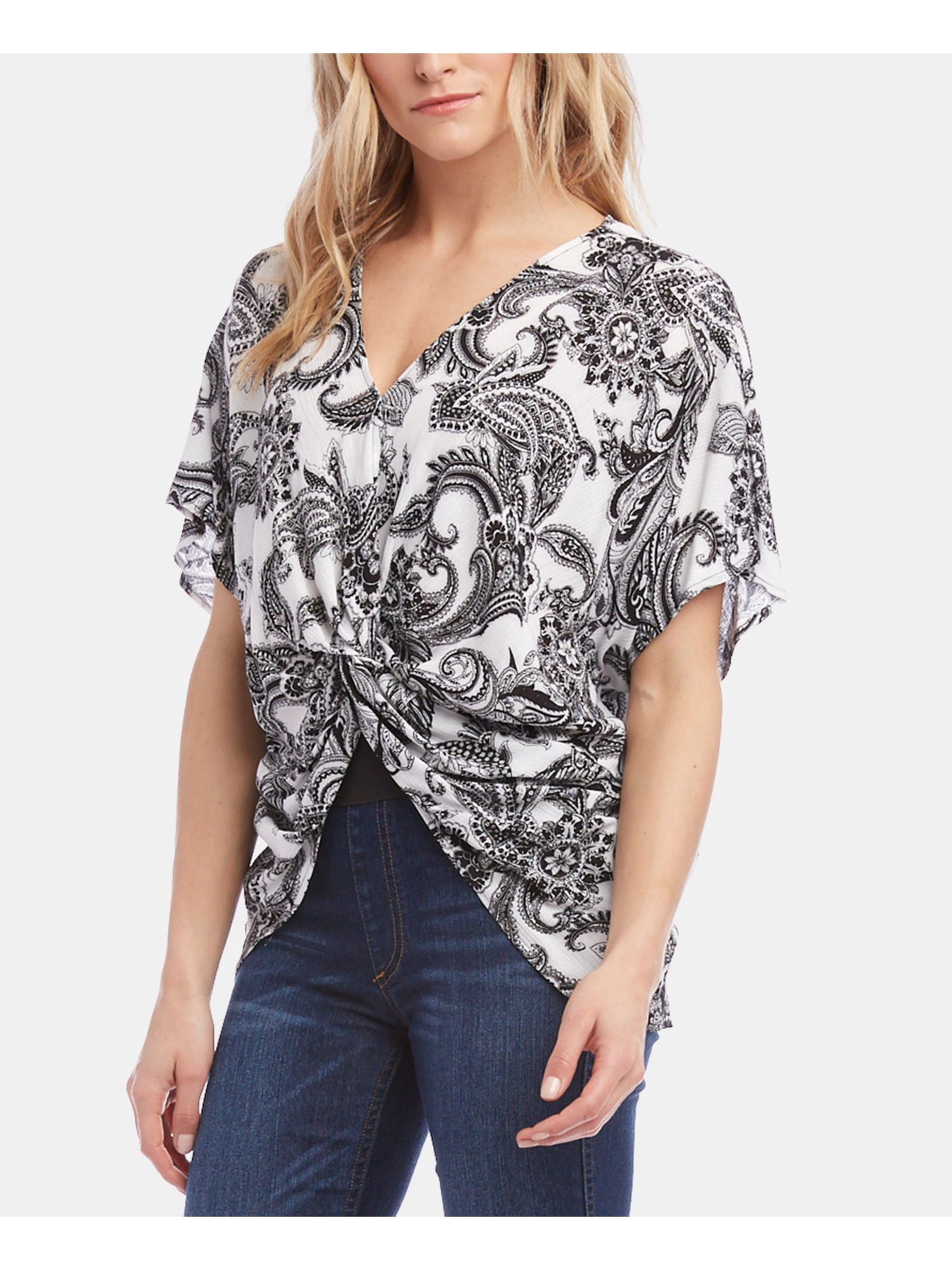 white twist front blouse