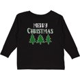 thumbnail image 3 of Inktastic Merry Christmas Green Plaid Christmas Trees Boys or Girls Long Sleeve Toddler T-Shirt, 3 of 5