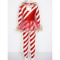 thumbnail image 5 of INHZOY Kids Girls Christmas Performance Outfits Candy Cane Striped Jumpsuit Unitard Red-A 16, 5 of 9