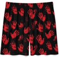 thumbnail image 4 of NICKSUN Shorts de Pyjama Amusants pour Hommes, Bas de Pyjama Courts Doux avec Poches, Imprimé Main Rouge, P, 4 of 6