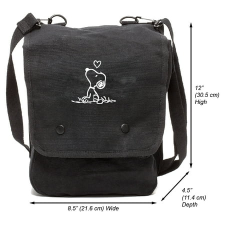 Snoopy in Love Canvas Crossbody Travel Map Bag Case, Black & (Best Kiteboard Travel Bag)