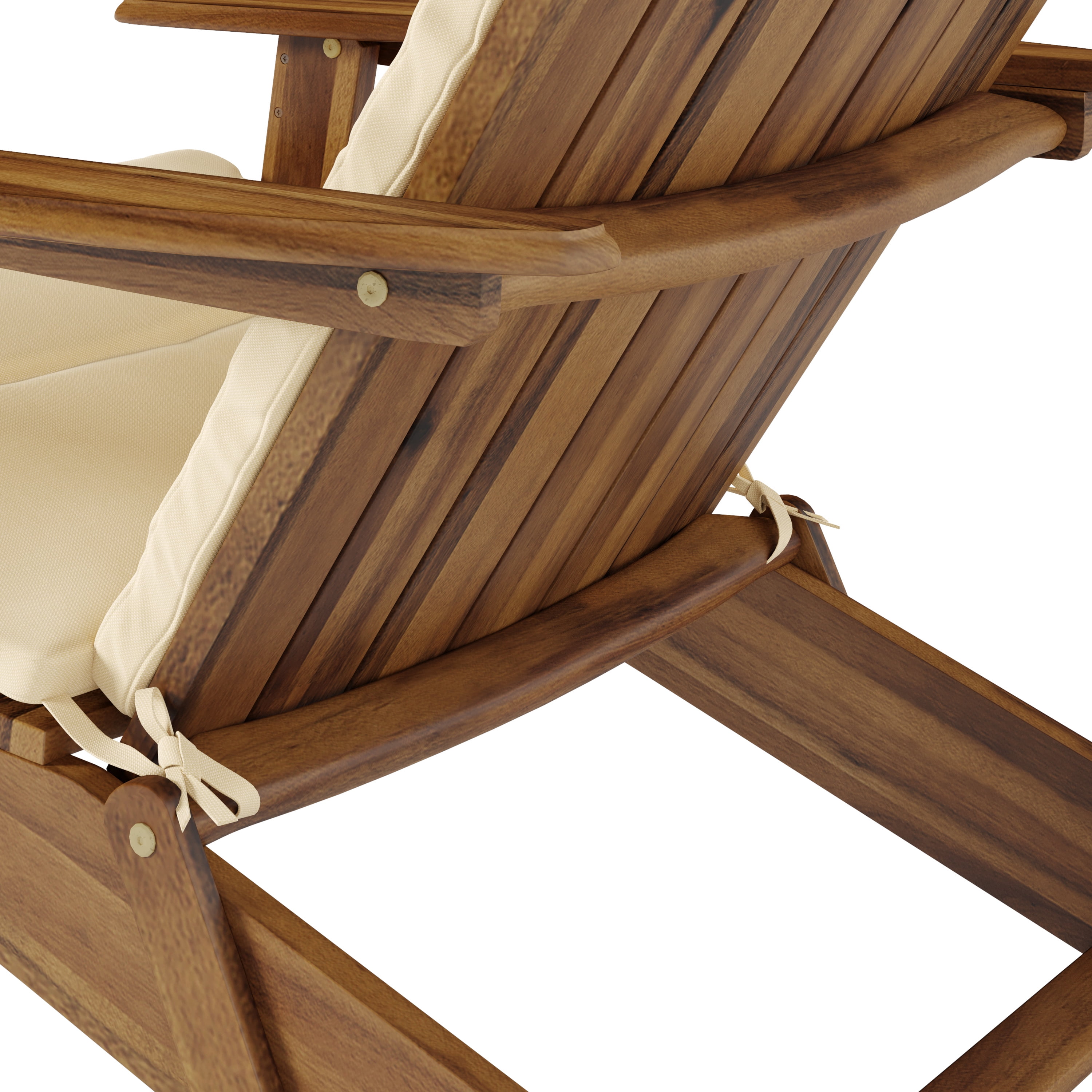 Mimi Outdoor Acacia Wood Adirondack Chairs with Cushions, Natural, Khaki