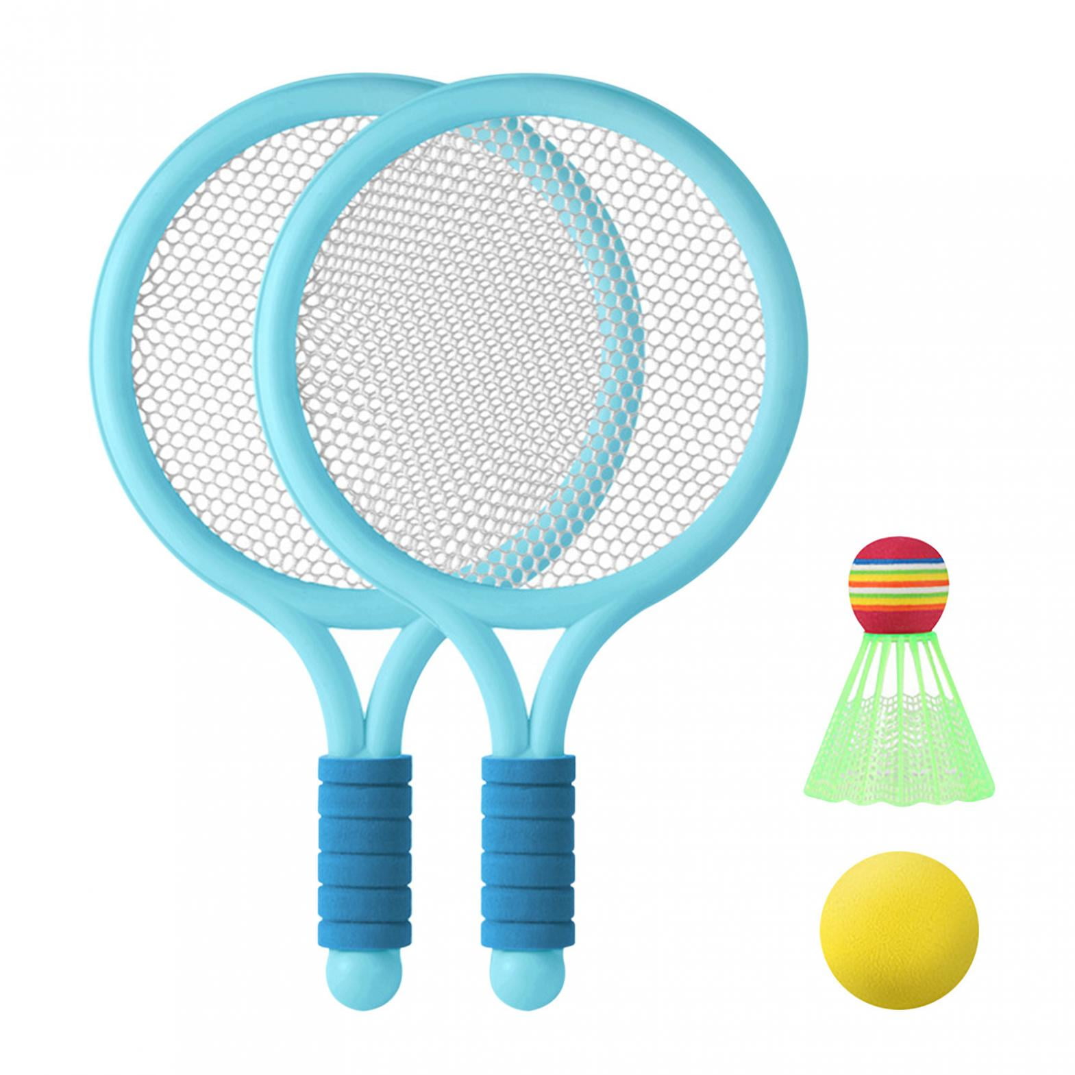 QISIWOLE Kids Tennis Rackets with Mesh Bag,Soft Training Balls and Badminton Birdies,Tennis Racquets Gift Set for Children Outdoor Indoor Sports/