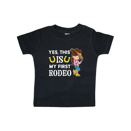

Inktastic Yes this IS my First Rodeo- cowgirl in hat and boots Gift Baby Girl T-Shirt