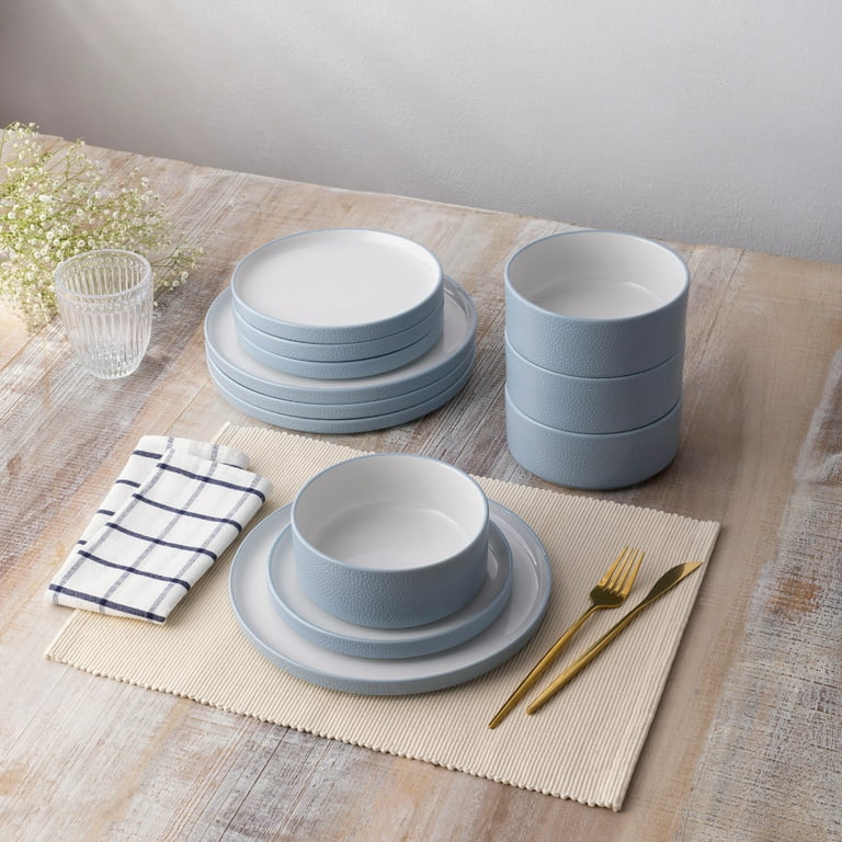 Noritake ColorTex Stone Aqua 12-Piece Porcelain Dinnerware Set