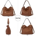 thumbnail image 4 of Bolso cruzado grande para mujer, bolsos y monederos de hombro y Hobo para mujer, 3pcs/Set Brown, L, 4 of 5