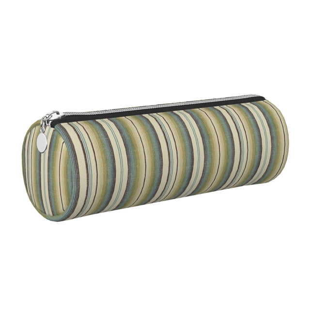 Easygdp Colourful stripes para Estuche de Lápices Cilíndrico de Cuero con Cremallera, Organizador de Lápices de Cuero para Escuela, Oficina y Viajes