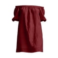 thumbnail image 5 of Summer Mini Dresses for Womens 2026 Fashion Plus Size Cotton and Linen Solid Color Short Sleeve Off--Shoulder Dress Pockets Mini Dresses, 5 of 9