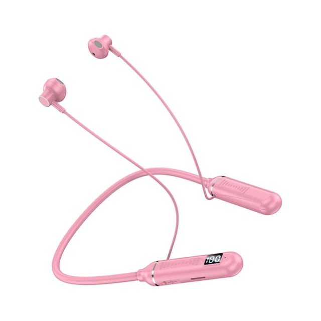Auricular Monstrate ABS para colgar en el cuello Bluetooth 5.2 pantalla LED resistente al agua Rosa