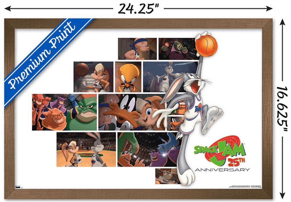 Space Jam - 25th Collage Wall Poster, 14.725" x 22.375", Framed