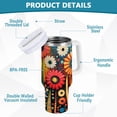 thumbnail image 2 of Yayeee 40oz Stainless Steel Tumbler with Straw and Handle Double-Wall Insulated Travel Water Bottle, Red Colorful Flowers with Dots, 2 of 8