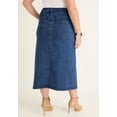 thumbnail image 2 of June & Vie Women's Plus Size Front-Slit Denim Midi Skirt, 2 of 3