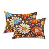 Yayeee Pillowcase Queen Size Set of 2 Satin Wrinkle Resistant Pillow Case, Blooming Flowers