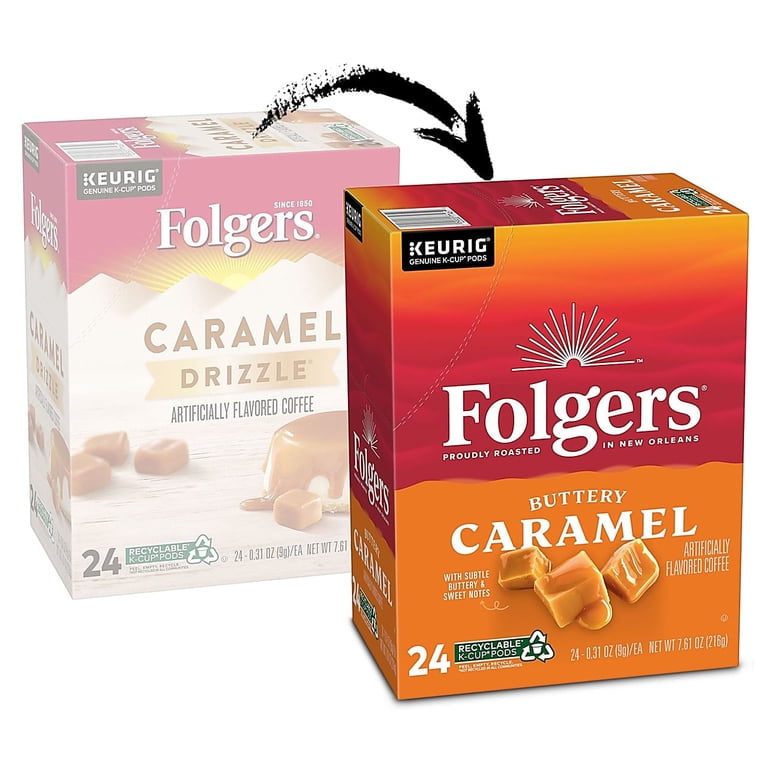 Folgers, K-Cups, Caramel Drizzle, 24 Count, Soft Caramel Flavor
