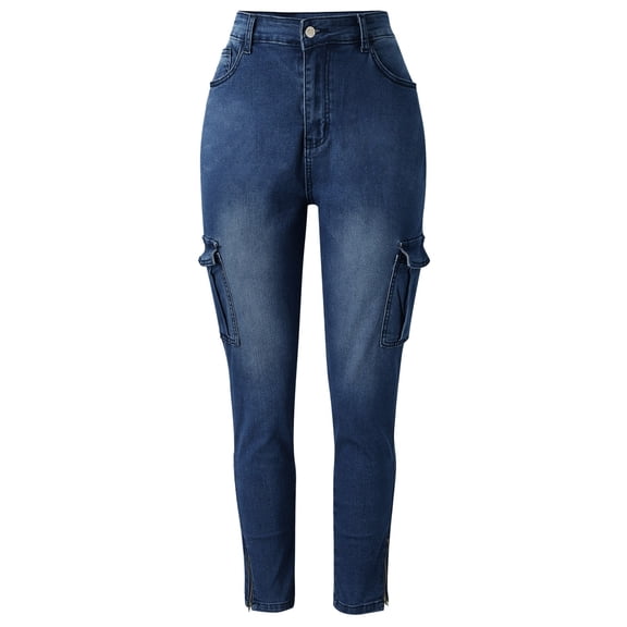 Aayomet Women Jeans Bootcut Stretch Women's Cowboy Cut High Rise Slim Fit Tapered Leg Jean,Dark Blue L