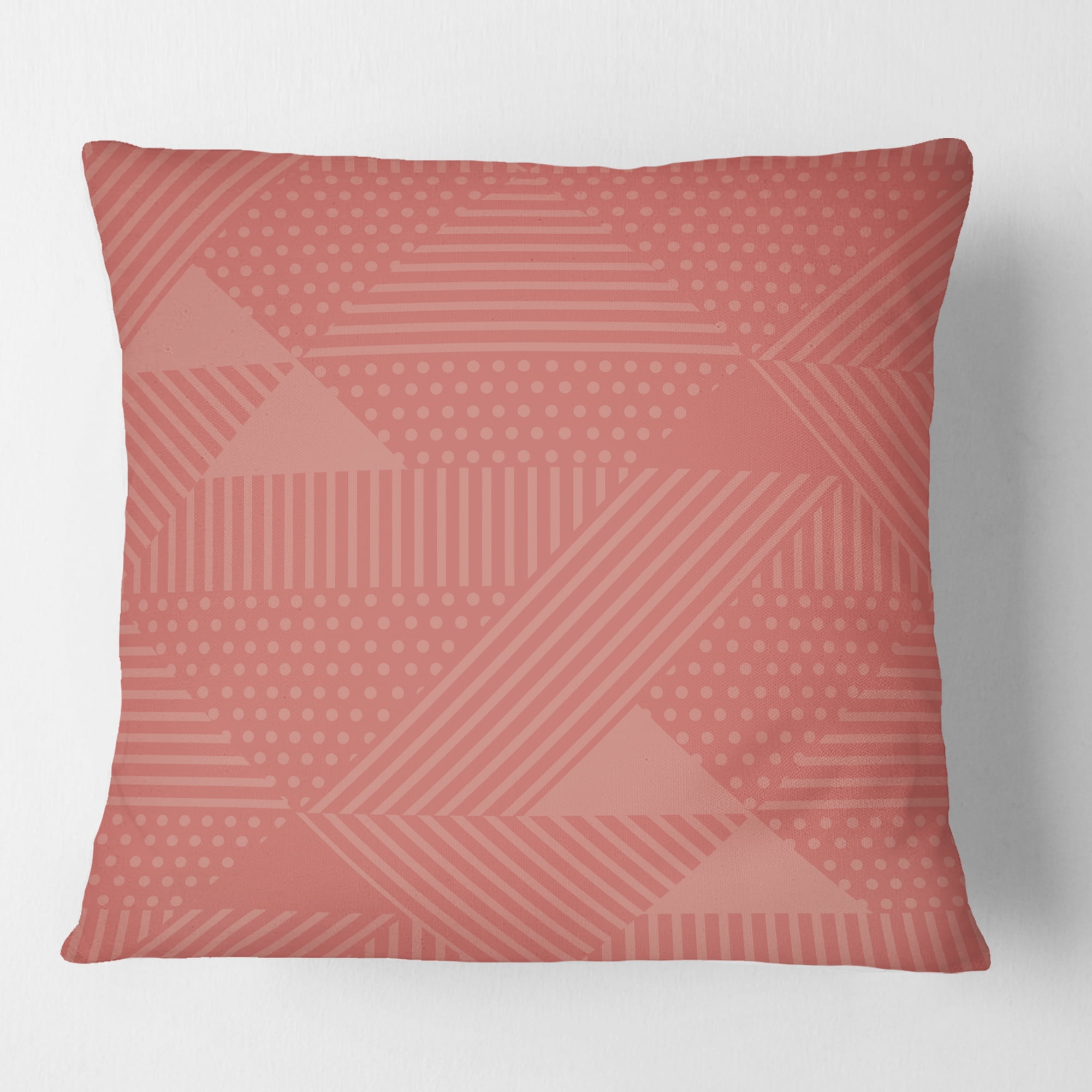 Designart Triangual Retro Coral Pattern' Mid-Century Modern Throw Pillow - 16x16