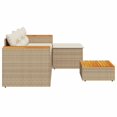 thumbnail image 2 of vidaXL 3 Piece Garden Sofa Set with Cushions Beige Poly Rattan, 2 of 5