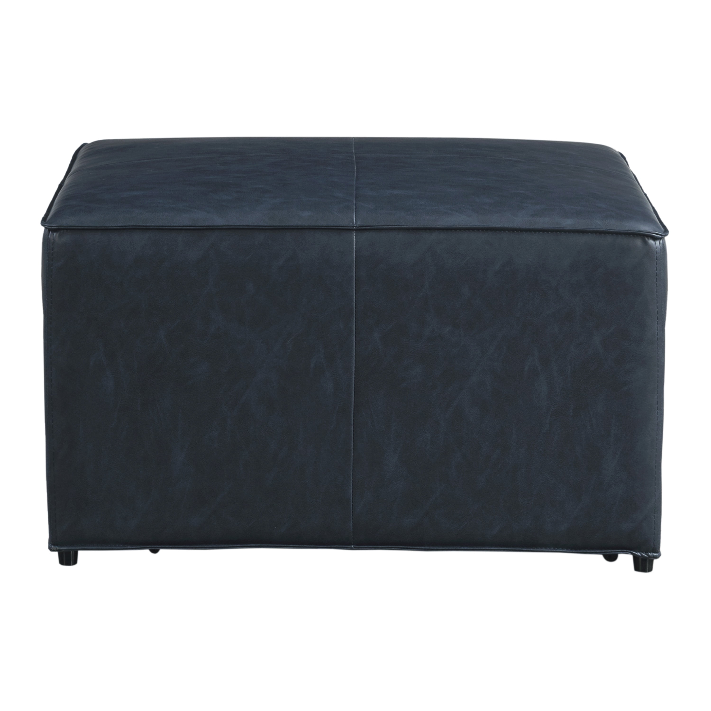 Studio Living Hadley Modern Storage Ottoman, Navy Faux Leather