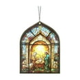 thumbnail image 2 of YaoZQ Nativity Scene Suncatcher Window Hanging, Stained Glass Acrylic Religious Ornament for Christmas Decor, Gold, 5.91 inch, 2 of 6