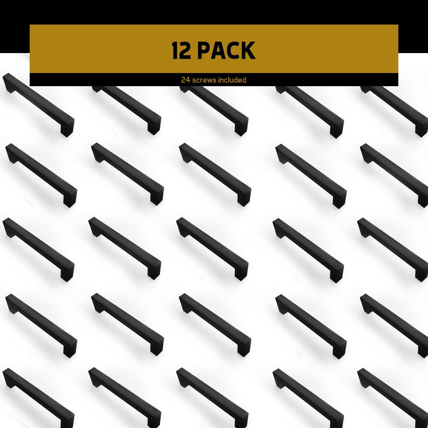 Mega Handles / Cabinet Pulls 6.75 Inch / Stainless Steel Cabinet Handle Pulls / Matte Black / 12 pack