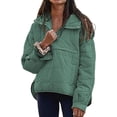thumbnail image 5 of Womens Quilted Pullover Puffer Jacket Lightweight Oversized Hooded Winter Puffer Coat Light Warm Outerwear Pockets, 5 of 6