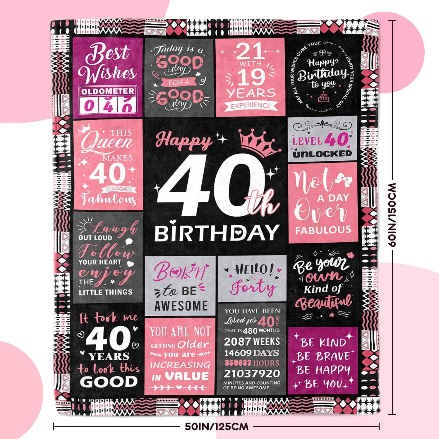 40th Birthday Gifts for Women - 40th Birthday Decorations for Women - 40 Year Old Bday Gifts - Happy 40TH Bday Gift Ideas for 40 Year Old Woman - 1985 Decoration Throw Blanket