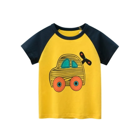 

Toddler Kids Girls Boys Cartoon Car Prints Loose Tops Soft Short Sleeve T Shirt Tee Tops Clothes Colla Shirt Toddler