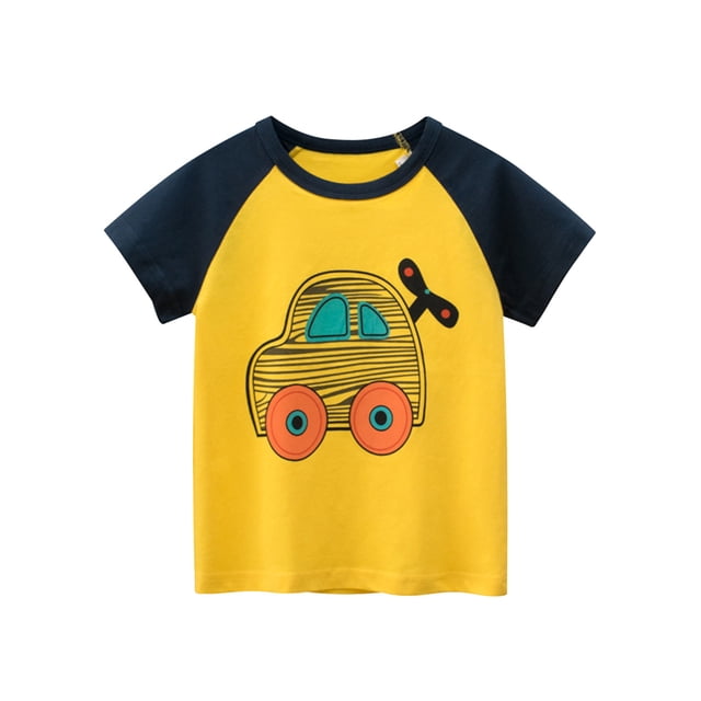 Ketyyh-chn99 T-shirt Graphique de Voiture à Manches Courtes d'Été pour Tout-Petits Garçons, T-shirt à Col Rond pour Garçons avec Dessin Animé, Noir, 6 Ans