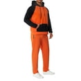 thumbnail image 3 of hirigin Men's Fitness Sports Pants Set Contrast Color Patchwork Drawstring Hooded Large Pocket Sweater + High Stretch Pants, 3 of 9