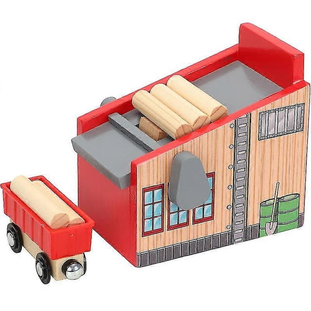 Wooden Train Track, Lumberyard Scene Accessories, Loading Machine, Children's Toys