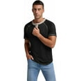 thumbnail image 3 of JWD Classic henley style Four button henley closure, Mens Henley Short Sleeve T-Shirt Cotton Casual Shirt Mens ShirtsSummer Daily T-Shirts Black XL, 3 of 6