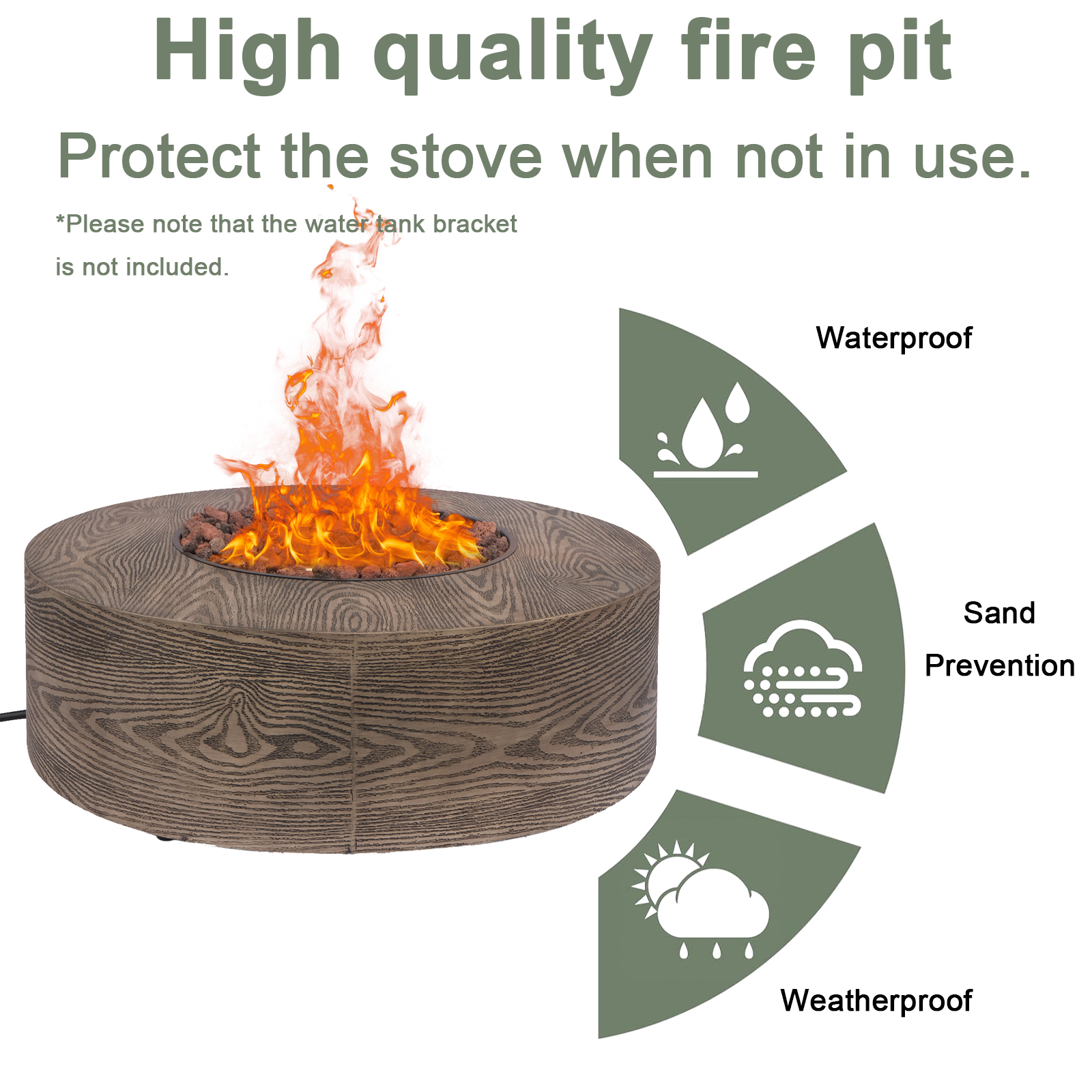 HZWDD 38" Propane Outdoor Fire Pit Table, Round Propane Gas Patio Fire Table 50000 BTU for Deck, Backyard and Pool