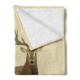 thumbnail image 2 of Polygons Soft Flannel Fleece Throw Blanket, Modern Illustration of Geometric Deer Forest Elk Wildlife Animal, Cozy Plush for Indoor and Outdoor Use, 60" x 80", Beige Umber, by Ambesonne, 2 of 5