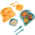 thumbnail image 5 of KGJQ 4Pcs/Set Dinner Plate Dinosaur-Shaped Divided Plate Including Bowl Spoon Fork Ergonomic Baby Feeding Utensils Easy to Clean Safe for Kids, 5 of 8