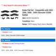 thumbnail image 2 of Brake Pad Set - Compatible with 2003 - 2006, 2008 - 2009 Chevy C5500 Kodiak 2004 2005, 2 of 2