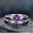 thumbnail image 1 of Anillo de moda con circonitas para mujer, anillo de dos piezas con microesmeralda, joyería, 1 of 6