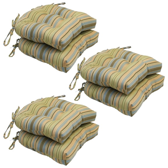 Blazing Needles 16-inch U-shaped Jacquard Tufted Chair Cushions (Set of 6)