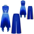 thumbnail image 2 of iiniim Girls Praise Dance Outfit Sequin Worship Asymmetrical Tunic with Wide Leg Pants Liturgical Dress Blue 14, 2 of 7