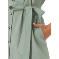 thumbnail image 5 of INSPIRE CHIC Women's Safari Dress Summer Collared Button Down Cotton Belted Shirtdress S Gray Green, 5 of 6