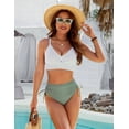 thumbnail image 2 of Womens High Waisted Bikini Sets Drawstring Tummy Control Swimsuits Crisscross Tie Back Bathing Suit, 2 of 12
