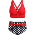 thumbnail image 6 of SEAFORM Womens Two Piece Swimsuits Wrap Front Bikini High Waisted Bottom Tummy Control Bathing Suits Vintage Print Swimwear, 6 of 14