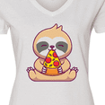 thumbnail image 4 of Inktastic Sloth Pizza Women's V-Neck T-Shirt, 4 of 5