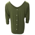 thumbnail image 5 of JINMGG Fall Shirts Plus Size Women Women's Summer Fashion V-neck Bat 3/4 Sleeve Solid Color Tops Army Green M, 5 of 7