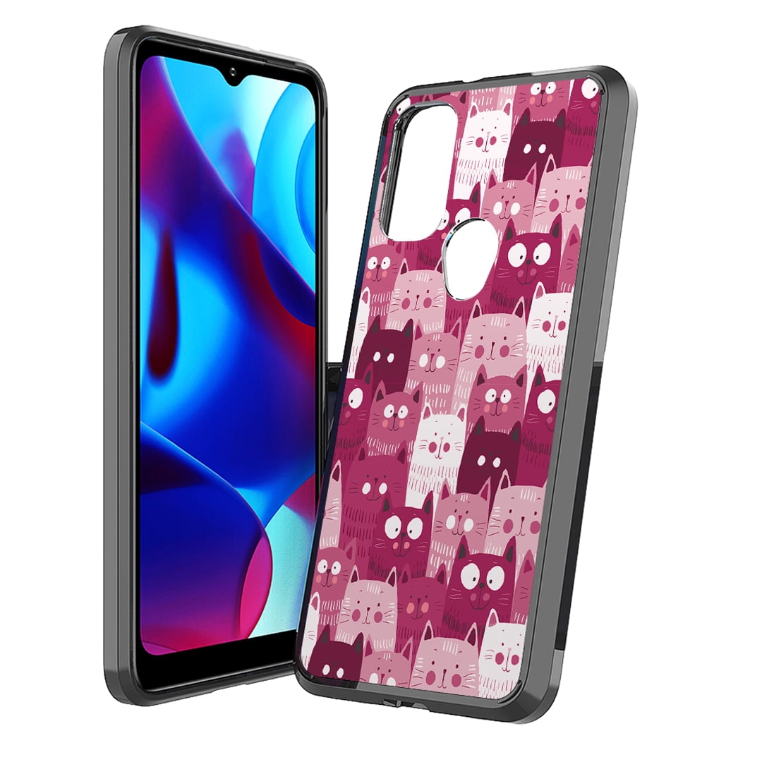 Capsule Case Compatible with Moto G Pure [Cute Slim Style Heavy Duty Men Women Girly Design Protective Black Phone Case Cover] for Motorola Moto G Pure All Carriers (Pink Cat)