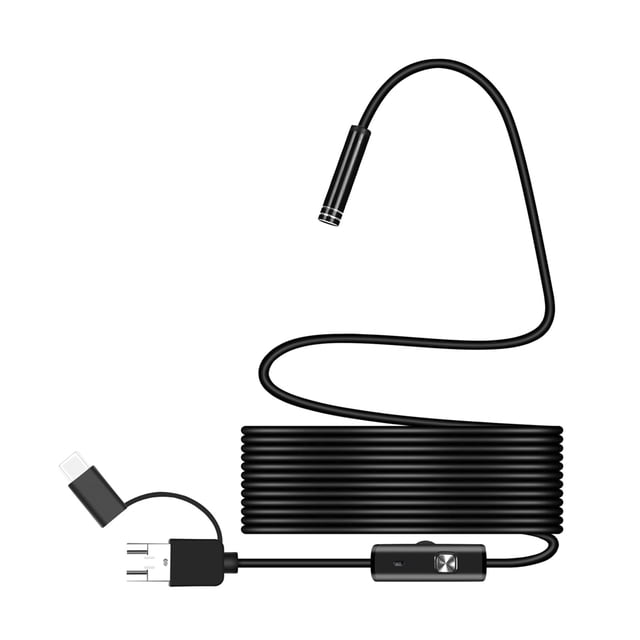 JilgTeok 1 Packs 3 in 1 Android Endoscope Camera 7mm HD Inspection Borescope with 6 LED Lights for Phone PC USB Waterproof Snake Camera for Plumbing Car Engine Repair