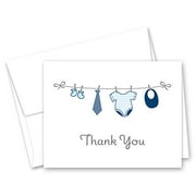 50 Cnt Hanging Baby Boy Cloth Baby Thank You Cards