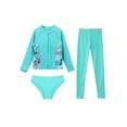 thumbnail image 3 of Mufeng Girls 3Pcs Swimsuit Long Sleeve Rash Guard Swim Jacket+Briefs+Leggings Kids Surfing Bathing Suit Light Green 14, 3 of 7